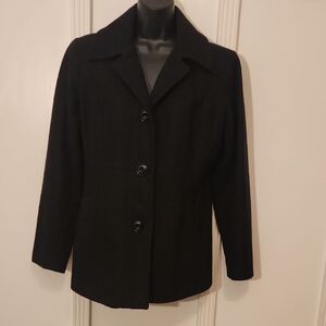 London Fog Black Wool-Blend Single-Breasted Pea Coat